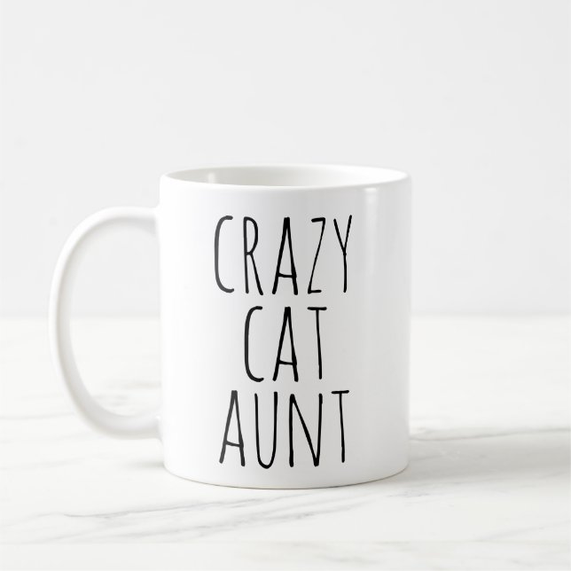 Caneca De Café Tia do Gato Louca Design de Texto (Esquerda)