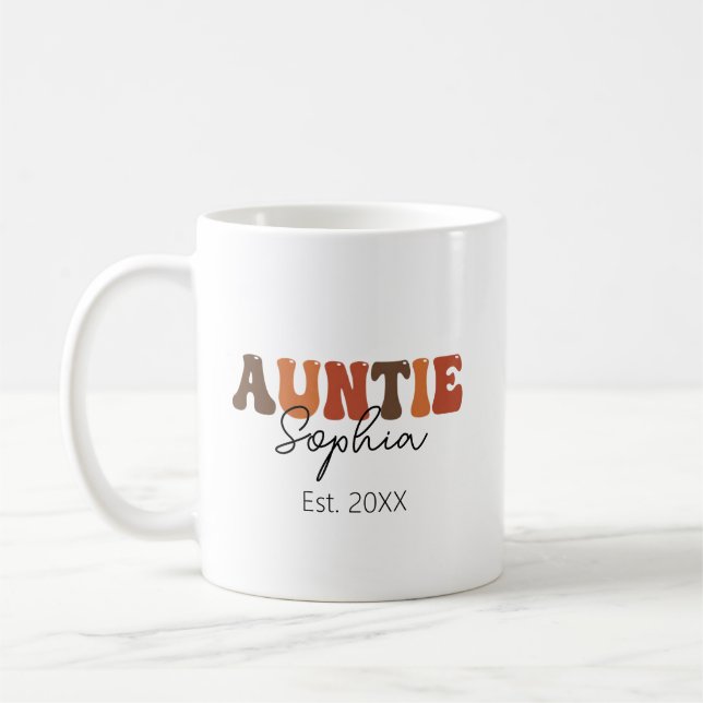 Caneca De Café Tia Estabelecida Presente Personalizado Retro 20xx (Esquerda)