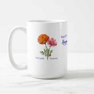 Caneca De Café Tia Flor de Nascimento de Outubro Rosa/Laranja Per
