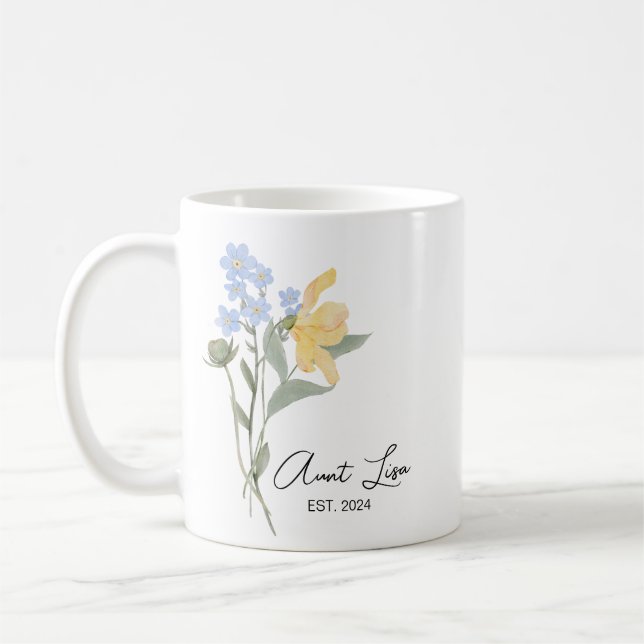 Caneca De Café Tia Floral EST. 2024, Em Breve Ser Tia Dom (Esquerda)