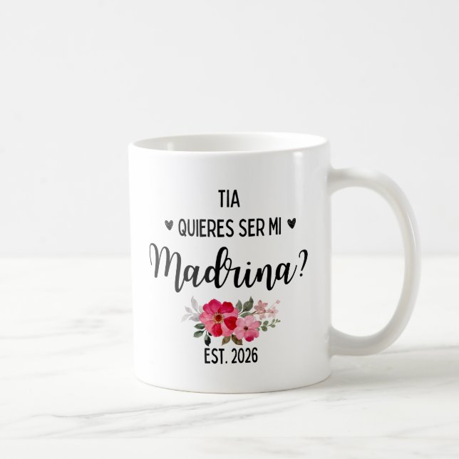 Caneca De Café Tia Madrinas 2026 Quieres Ser Mi Madrina (Direita)