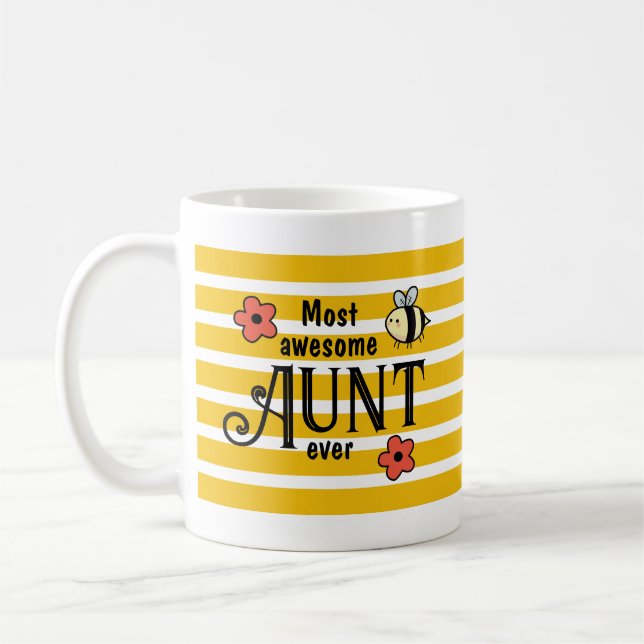 Caneca De Café Tia Mais Incrível Já Abelhas E Flores (Esquerda)