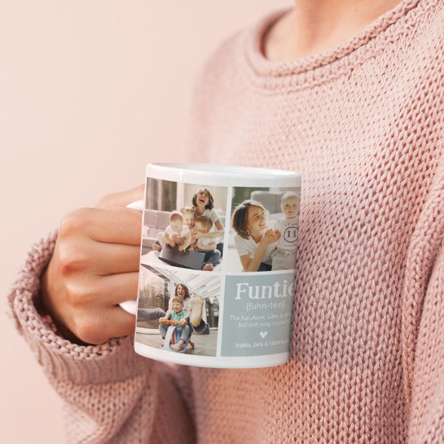 Caneca De Café Tia Moderna de Definição de Colagem de Fotos Funti (Criador carregado)