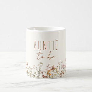 Caneca De Café Tia para ser Chá de fraldas de flor selvagem