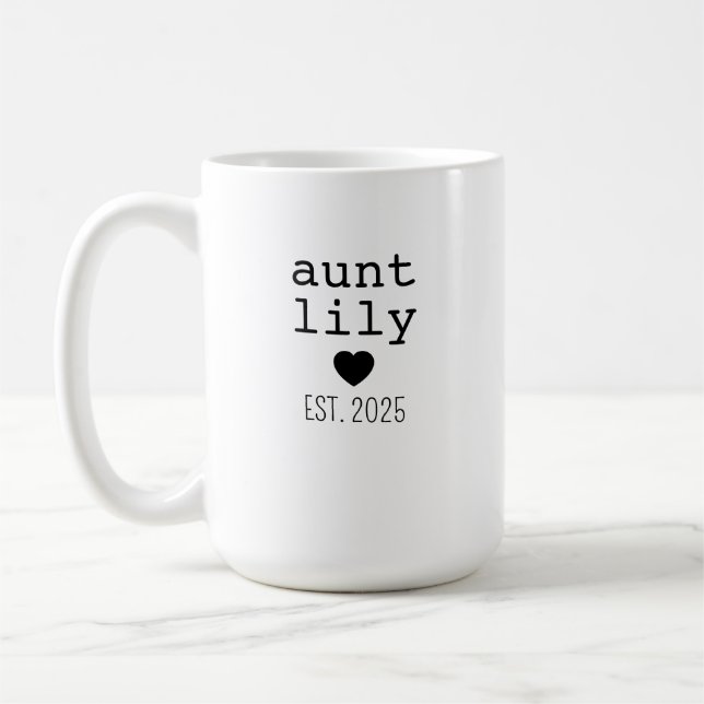Caneca De Café Tia Personalizada Mug, Tia Birthday Gift, Est 2025 (Esquerda)