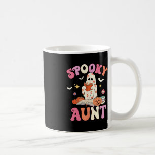 Caneca De Café Tia Spooky Retro Groovy Floral Ghost Halloween Co