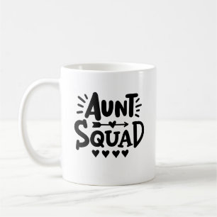 Caneca De Café "Tia Squad" com corações e flecha