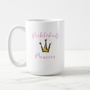 Caneca De Café Tiara e Texto Rosa Dourado da Princesa Picleball