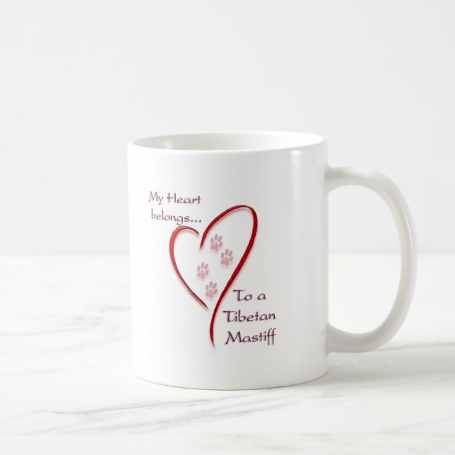 Caneca De Café Tibetan Mastiff Hearts Pertence (Direita)