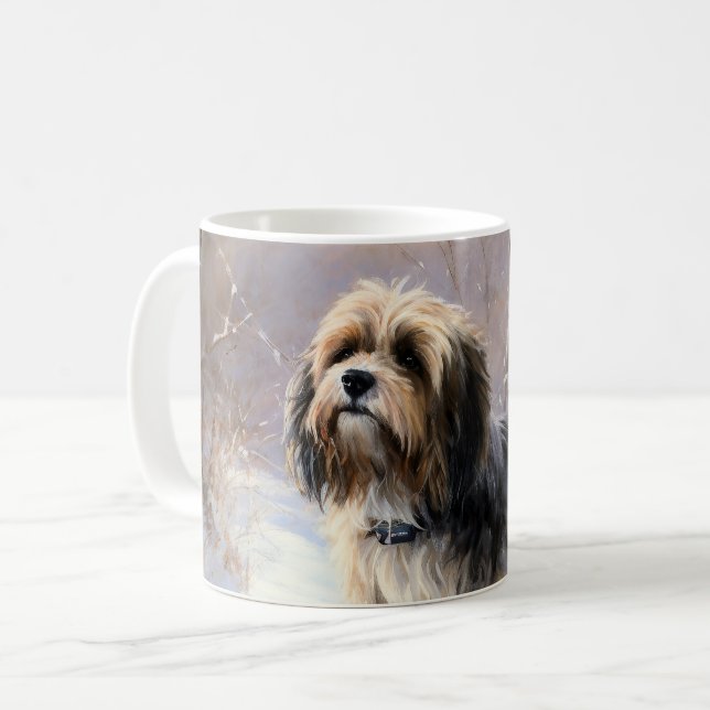 Caneca De Café Tibetan Terrier Deixe Nevar Natal (Frente Esquerda)