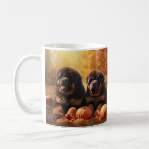 Caneca De Café Tibetano Mastiff Puppy Autumn Delight Pumpkin