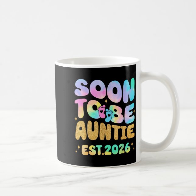 Caneca De Café Tie Dye Auntie Promoted To Auntie 2026 Soon To Be  (Direita)