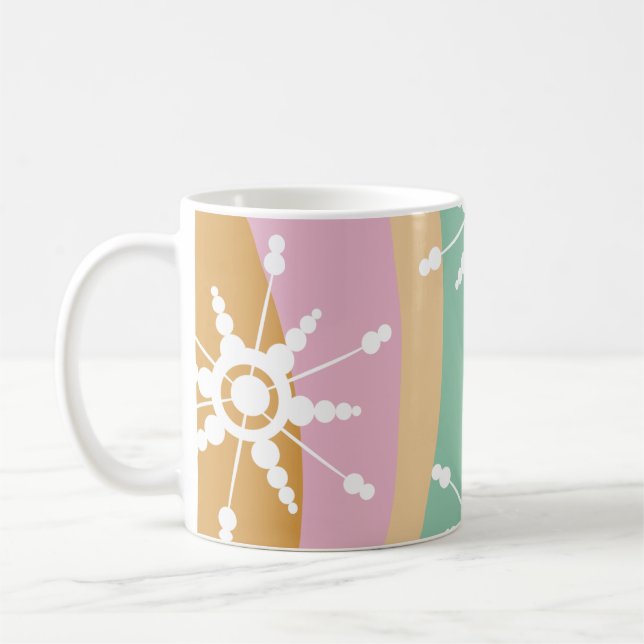 Caneca De Café Tie Dye Liquid Retro Groovy Natal Beige Green (Esquerda)