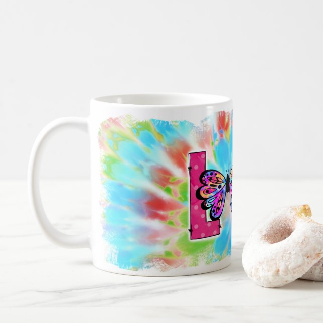 Caneca De Café Tie Dye Love Design Coffee Mug Cup (Com Donut)