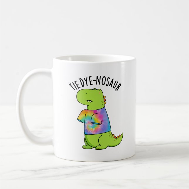 Caneca De Café Tie-dye-nosaur Engraçado Dinossaur Pun (Esquerda)