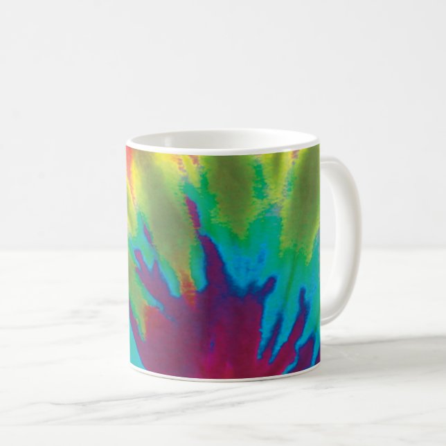 Caneca De Café Tie dye splashy cores brilhantes (Frente Esquerda)