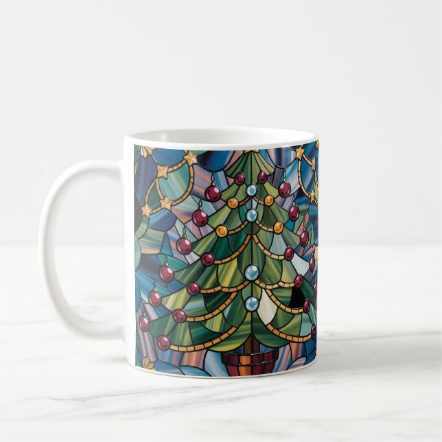 Caneca De Café Tiffany-Style Stained Glass Christmas Tree (Esquerda)