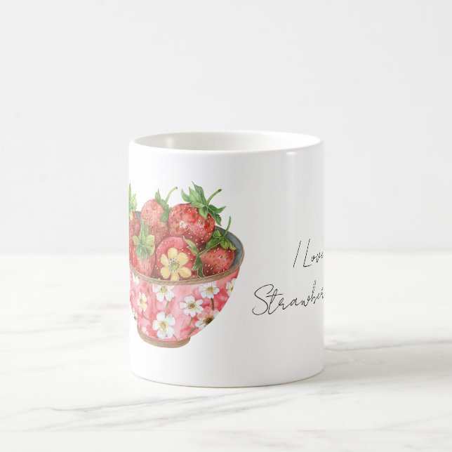 Caneca De Café Tigela Floral Rosa Morangos (Centro)