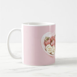 Caneca De Café Tigela Rosa de Frutas: morangos & bananas