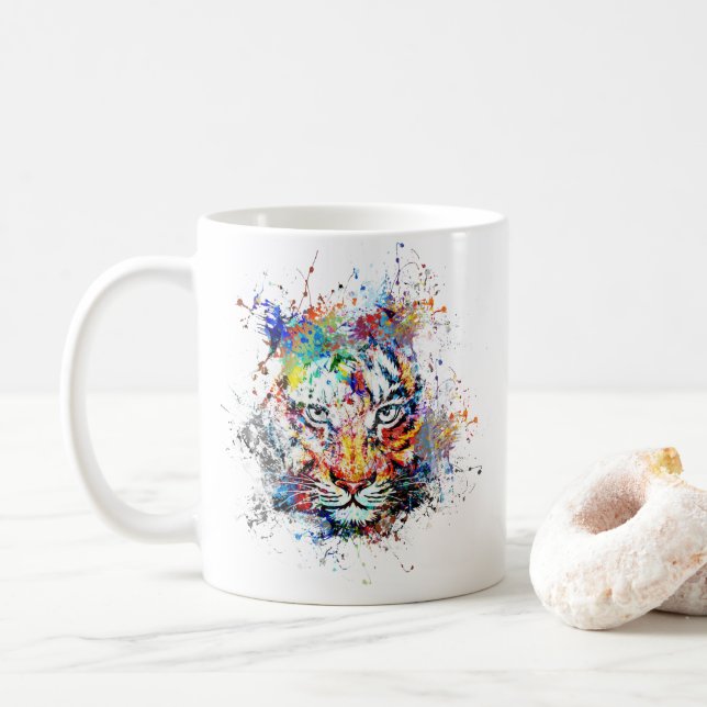 Caneca De Café Tiger Abstrato art Painting (Com Donut)