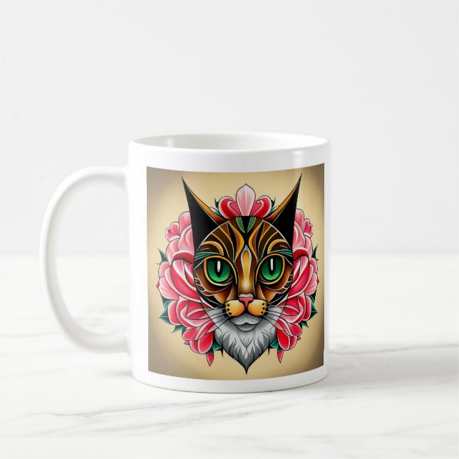Caneca De Café Tiger Cat Art (Esquerda)