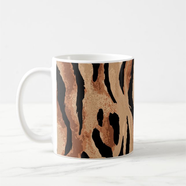 Caneca De Café Tiger Leopard: Pele Animal Sem Semente (Esquerda)