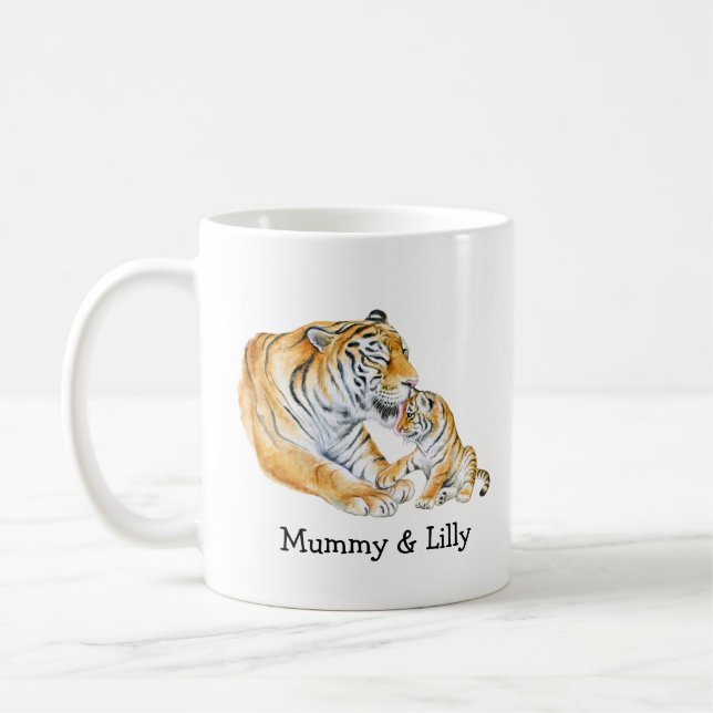 Caneca De Café Tiger Mãe & Cub - Amor Personalizado (Esquerda)