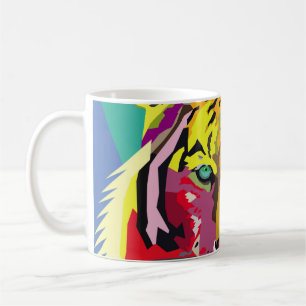 Caneca De Café Tiger Pop Art Portraitart, pop, tigre, animal, fac