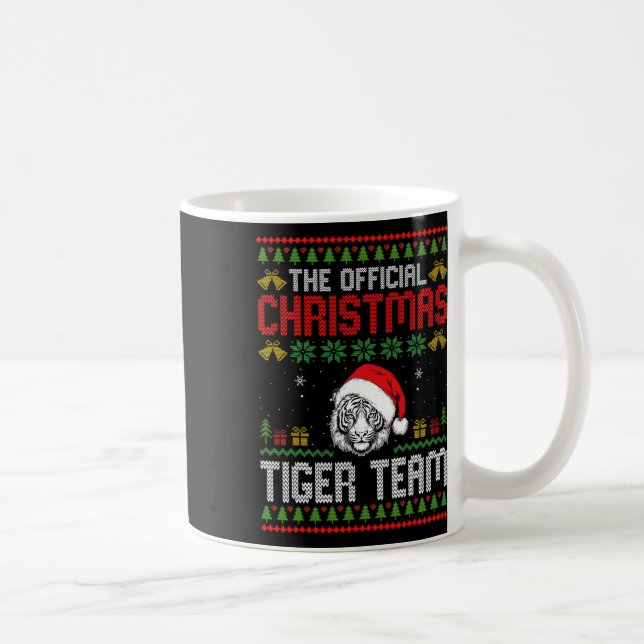 Caneca De Café Tiger Wearing Santa Hat Xmas Lights Merry Christma (Direita)