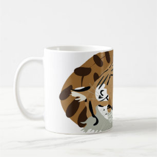 Caneca De Café Tigre bonito sobre dormir. Expressão sorridente,