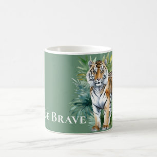 Caneca De Café Tigre com Folhas