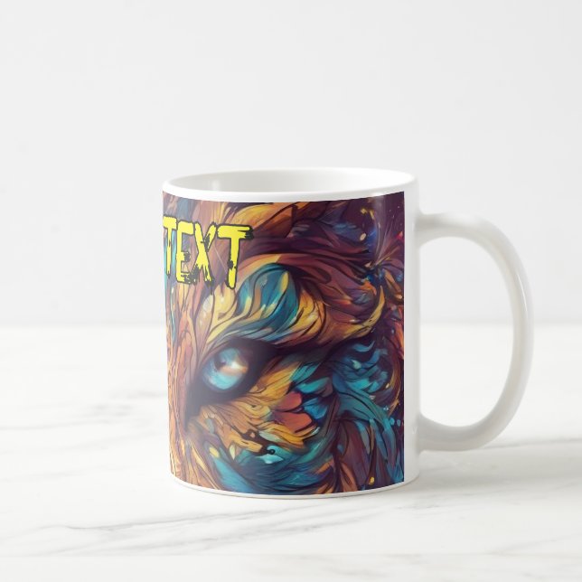 Caneca De Café Tigre com o seu texto personalizado (Direita)