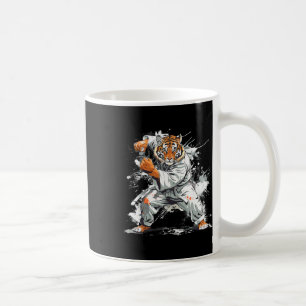 Caneca De Café Tigre de Kickboxing Aquarela Artes Marciais Karate
