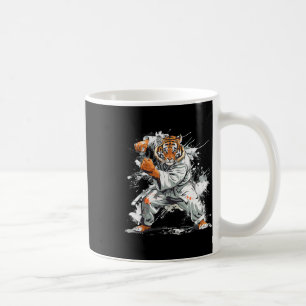 Caneca De Café Tigre de Kickboxing Aquarela Artes Marciais Karate