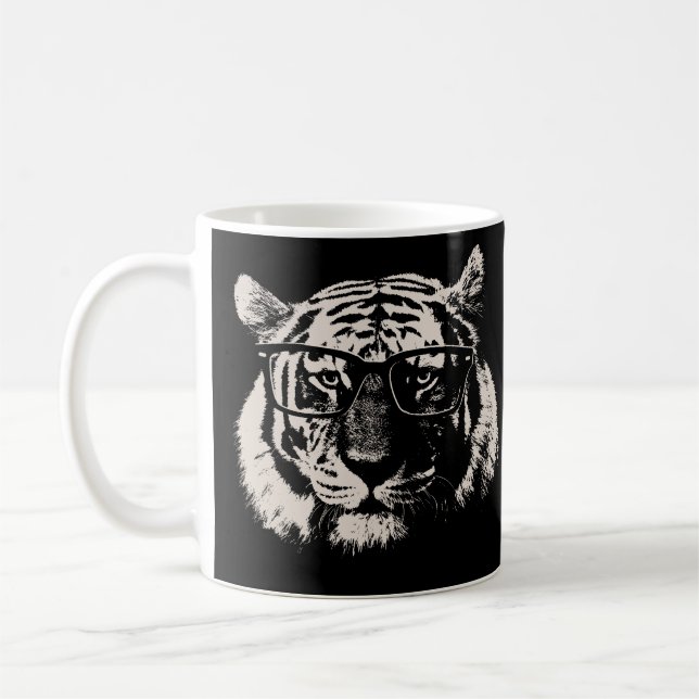 Caneca De Café Tigre do hipster com vidros (Esquerda)