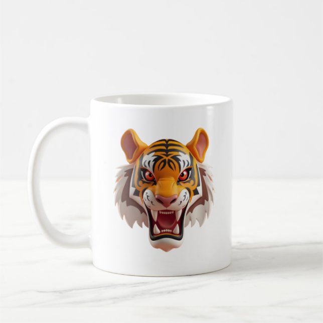 Caneca De Café Tigre feroz em estilo de desenho animado com expre (Esquerda)