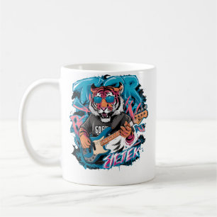 Caneca De Café Tigre Fofo Tocando Baixo Animal Tocando Violão