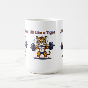Caneca De Café **Tigre Forte – Ilustração de Tigre Fofo Levantand