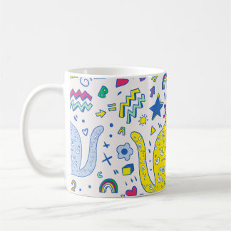 Caneca De Café Tigre infantil e padrão arco-íris