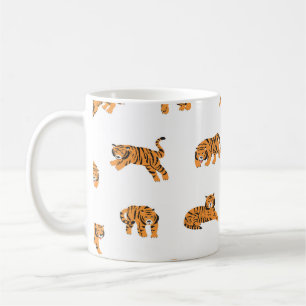 Caneca De Café Tigre Japonês: Vintage Doodle Seamless