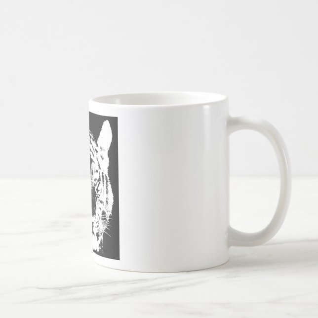 Caneca De Café Tigre Pop de Arte Preto e Branco (Direita)