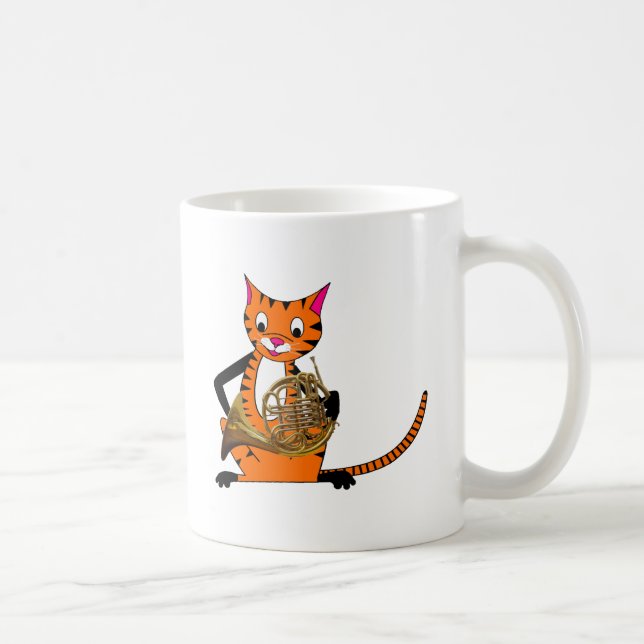 Caneca De Café Tigre que joga a trompa francesa (Direita)