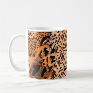 Caneca De Café Tigre sem costura, leopardo e onça-pintada. Texto