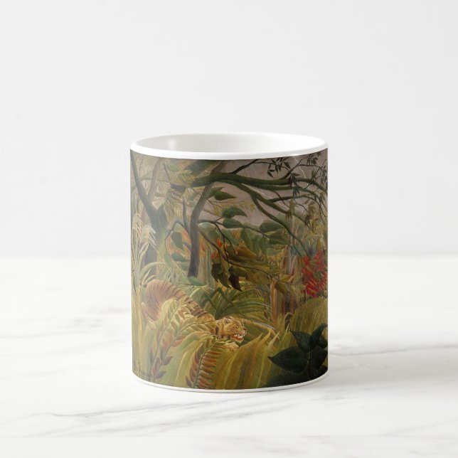 Caneca De Café Tigre surpreendido em uma tempestade tropical (Centro)