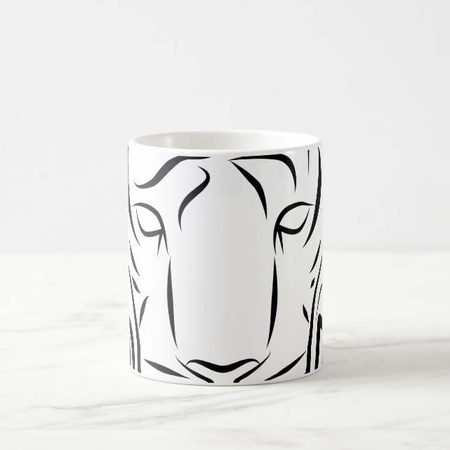 Caneca De Café Tigre Tribal Negro e Branco (Centro)