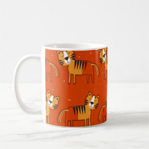 Caneca De Café Tigres, com o pano de fundo. Pat colorido sem sold