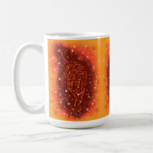 Caneca De Café Tigres De Fogo Mágicos Correndo Na Noite Estrelad