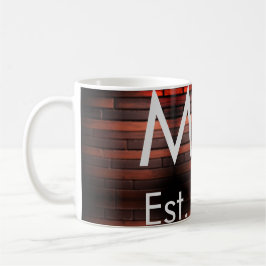 Caneca De Café Tijolo de pedra rústica marrom adicionar nome letr