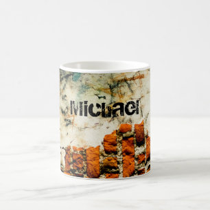 Caneca De Café Tijolo laranja Branco grafite de parede Nome perso
