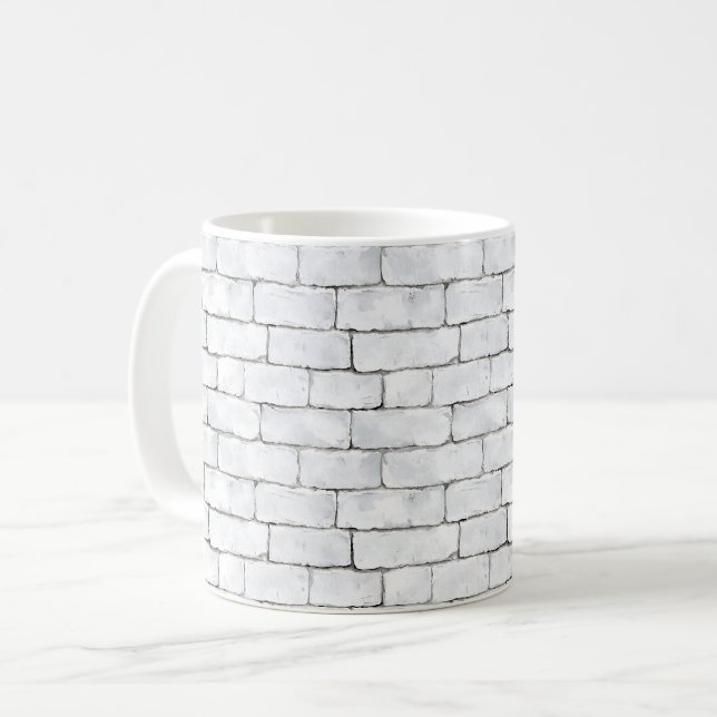 Caneca De Café Tijolos Brancos (Frente Esquerda)